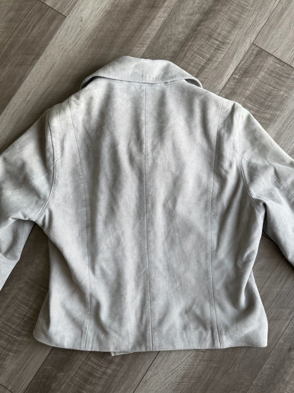 Quince Womens Suede Moto Jacket Sz M Gray 100% Goat Leather Full Zip Biker Edgy - Picture 2 of 8